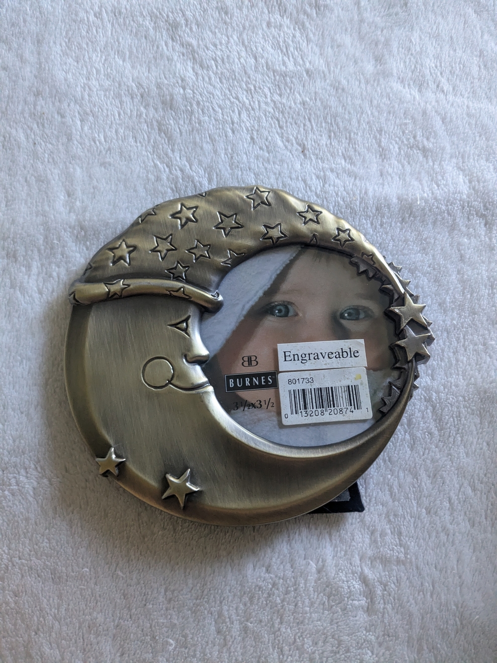 Vintage Brass-Tone Moon & Stars Picture Frame